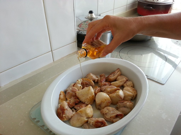 Pollo con patata y manza, recetas de pollo, recetas saludables, recetas para adelgazar, recetas light