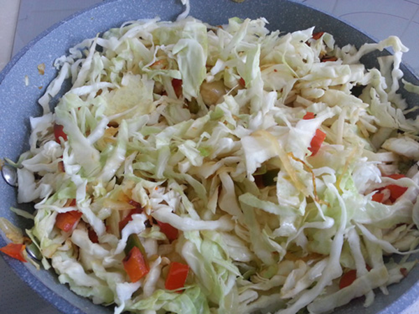 Salteado de repollo, recetas de verdura, recetas para adelgazar, recetas light.