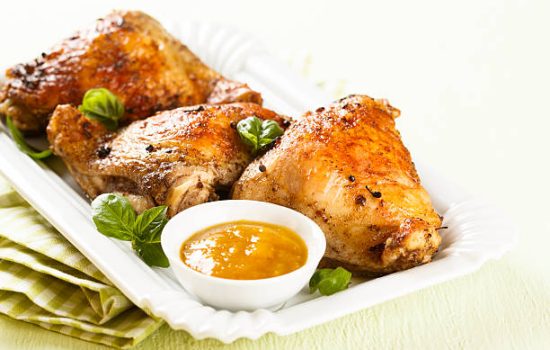 Contramuslos de pollo asado con mango, recetas de pollo, recetas saludables, recetas para adelgazar, recetas light