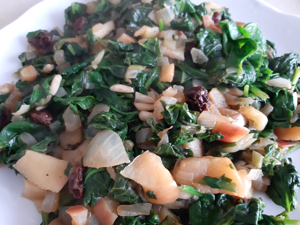 Ensalada templada de espinacas,r