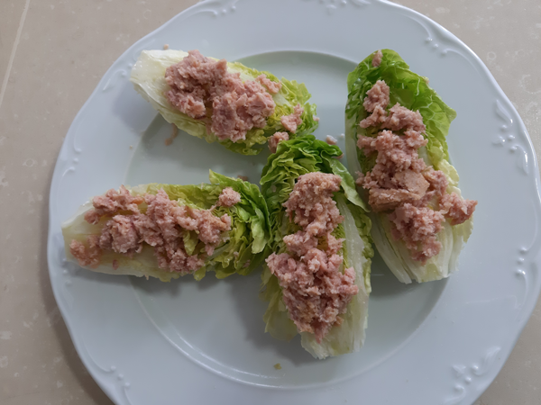 Cogollos con pimientos y atún a la mostaza, recetas de ensalada, recetas light, recetas para adelgazar, dietista online, dietas online