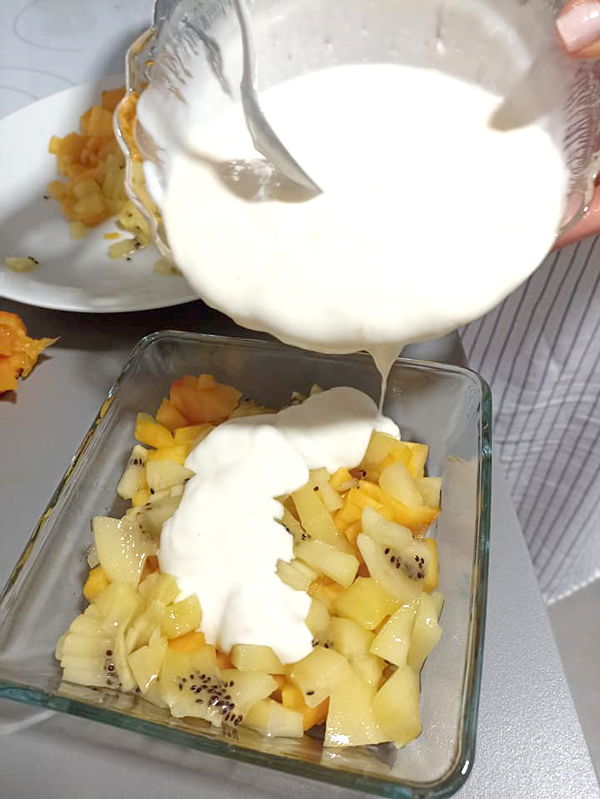 Macedonia de fruta con yogur a la naranja, recetas light, recetas para adelgazar, mermeladas light, dietas online, dietista online