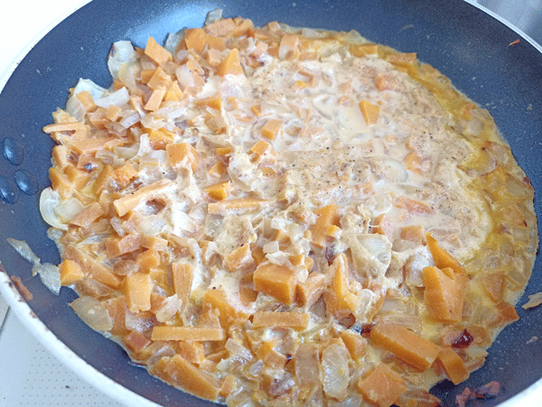 Pasta (cintas) con salsa de calabaza, recetas de pasta, recetas para adelgazar, recetas light, dieta mediterránea, recetas saludables