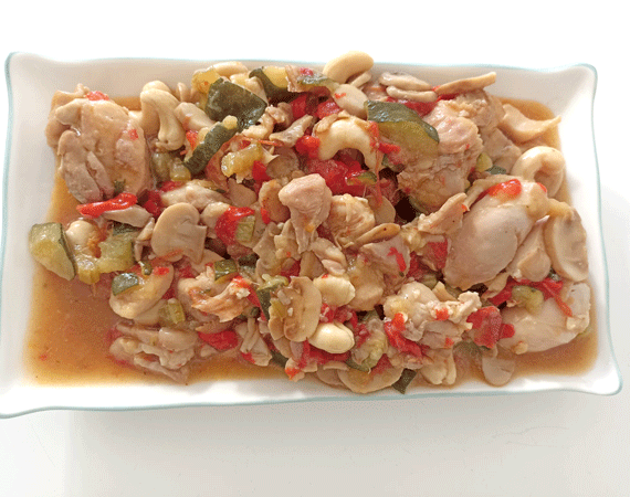 Pollo con verdura y anacardos, recetqas de pollo, recetas de carnes blancas, recetas saludables, recetas para adelgazar