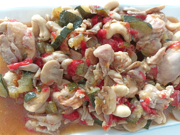 Pollo con verdura y anacardos, recetqas de pollo, recetas de carnes blancas, recetas saludables, recetas para adelgazar