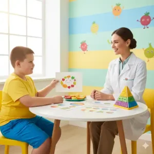 Niño aprendiendo a comer de forma saludable con ayuda de una nutricionista infantil en Málaga