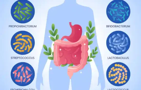 Ilustración del eje intestino-cerebro y la microbiota intestinal