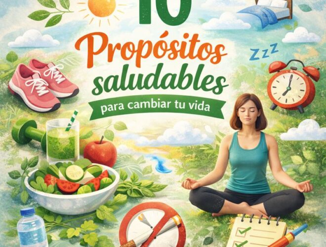 10 prop&oacute;sitos saludables para cambiar tu vida con h&aacute;bitos de alimentaci&oacute;n sana, ejercicio, descanso y bienestar emocional