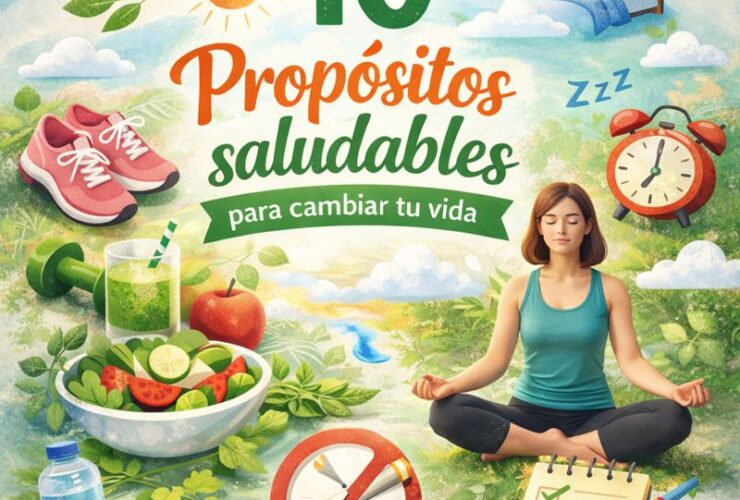 10 prop&oacute;sitos saludables para cambiar tu vida con h&aacute;bitos de alimentaci&oacute;n sana, ejercicio, descanso y bienestar emocional