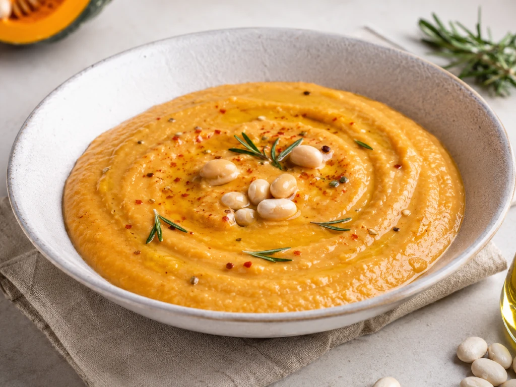 Pur&eacute; de alubias con calabaza: textura sedosa y ligera