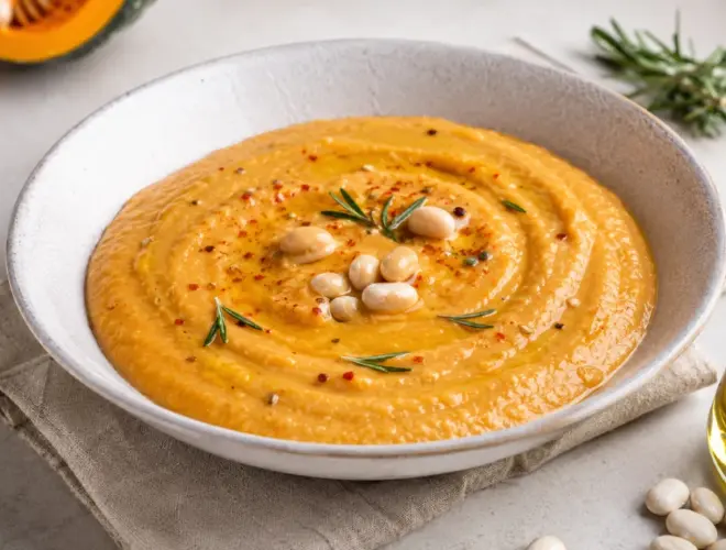 Pur&eacute; de alubias con calabaza: textura sedosa y ligera