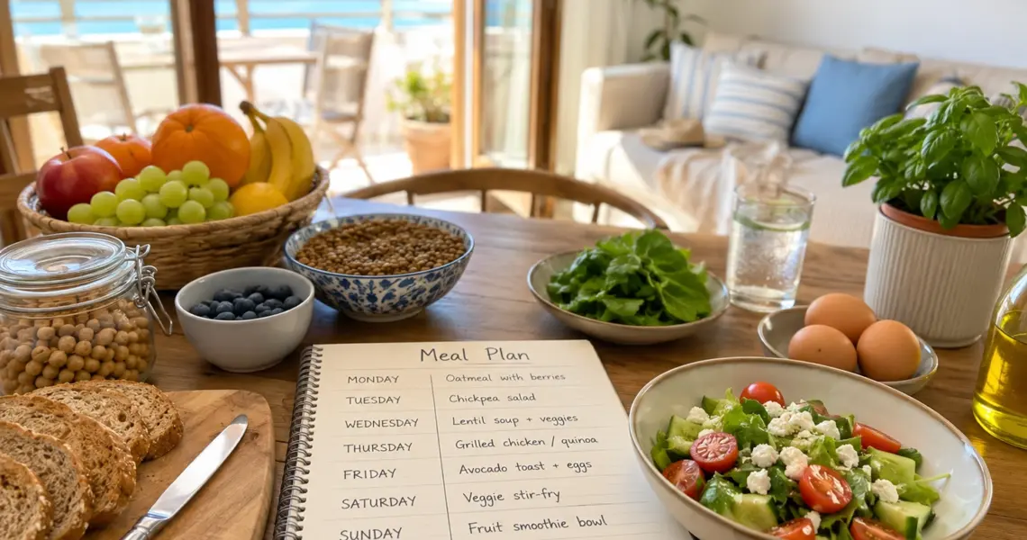 Organizar las comidas en vacaciones con un menú saludable y flexible