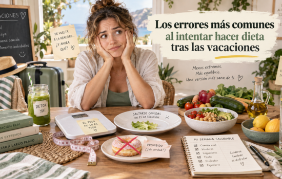 Mujer intentando retomar una dieta saludable después de las vacaciones