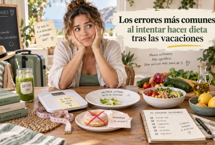 Mujer intentando retomar una dieta saludable despu&eacute;s de las vacaciones